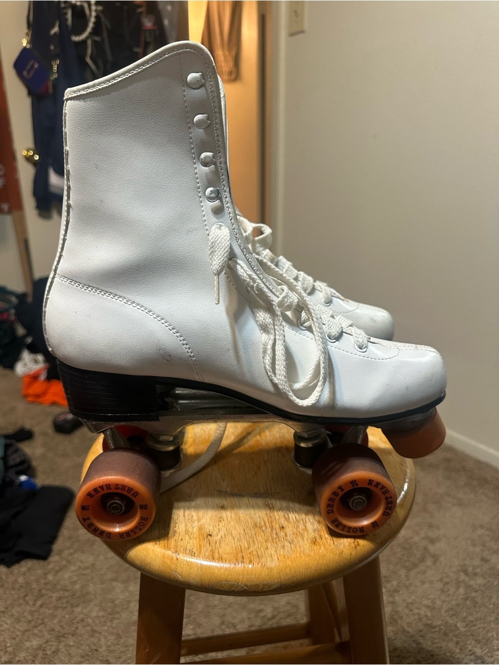 Vintage Woman’s Roller Derby “triple white” skates 80s size 10